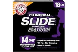 ARM & HAMMER Clump & Seal SLIDE Platinum Multi-Cat Clumping Cat Litter, Easy Clean Technology with No Scrubbing, 14-Day Odor Control, 18 lbs