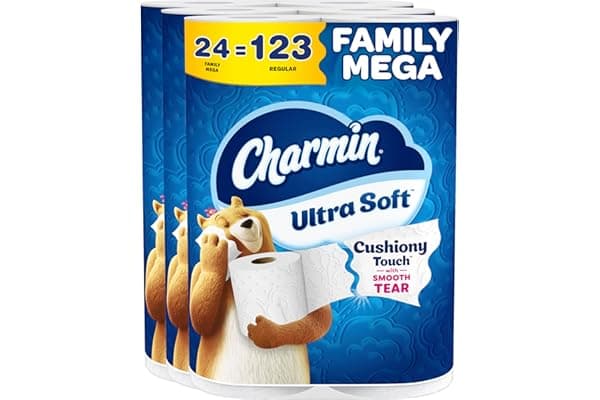 Is It Worth Buying: Charmin Ultra Soft Cushiony Touch Toilet Paper, 24 Family Mega = 123 Regular Rolls, White