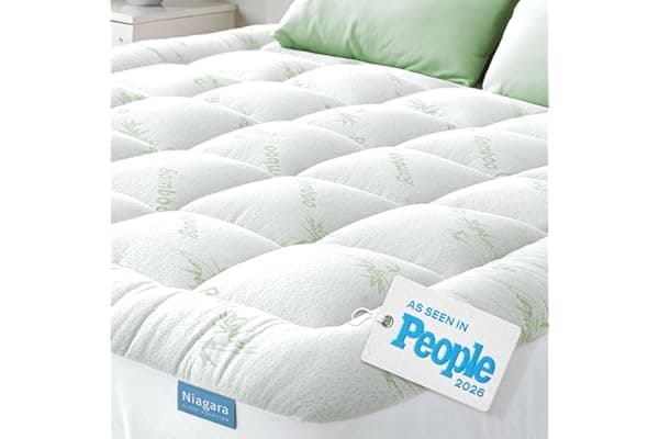 Niagara Sleep Solution Queen Ultra Soft Mattress Topper — Back Pain Relief | Rayon Derived from Bamboo, 20" Deep Pocket, Naturally Cooling, Pillow Top Mattress Pad, Perfect for Hot Sleepers, Green