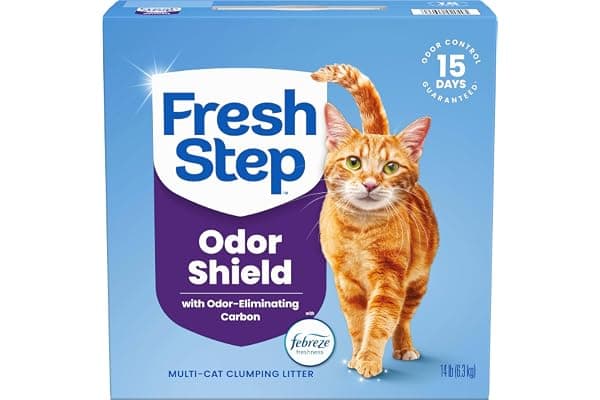 Fresh Step Odor Shield Multi Cat Clumping Cat Litter with Febreze Freshness, Low Dust, Odor Control with Ammonia Block Technology, Compatible in Automatic Litter Boxes, 14 lb.