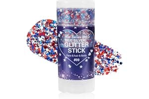 Mysense Patriotic Red White and Blue Body Glitter Stick,4th of July Accessories,Sparkling Face Hair Glitter for 4th of July Outfits Women Kids,American Flag Makeup for Independence Day 250 Anniversary