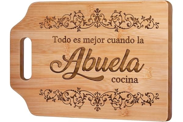 AceThrills Abuelas Mothers Day Gifts for Abuela Gifts, Regalos para Abuela, Regalos de CumpleañOs Navidad para Abuelas Mujer – Tabla de Cortar de Bambú Grabada 12.3"L x 8.7"W x 0.4"Th