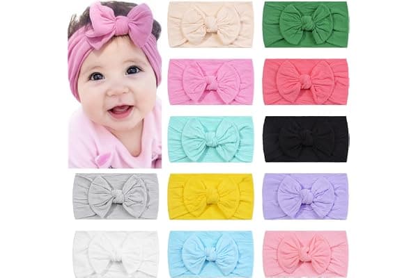 CÉLLOT Super Stretchy Soft Knot Headbands with Hair Bows Head Wrap Hair Accessories For Newborn Baby Girls Infant Toddlers Kids