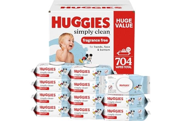 Huggies Simply Clean Baby Wipes, Unscented, 11 Packs, 704 Wipes