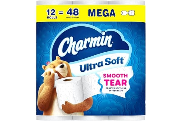 Charmin Toilet Paper Ultra Soft, 12 Mega Rolls = 48 Regular Rolls, 2-ply Bath Tissue