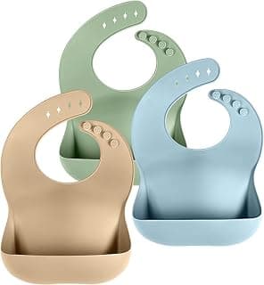 BPA Free & Waterproof, Easy to Clean, Reusable Feeding Bibs with Pocket, Baby Bibs for Eating, Suitable for Babies & Toddlers