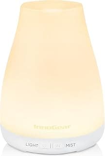 InnoGear Essential Oil Diffuser, Ultrasonic Diffusers for Home Aromatherapy Humidifier for Bedroom Room 7 Colors LED 2 Mist Mode Auto Off, Basic White