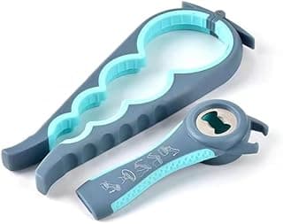 2 Pack 4-in-1 Multi-Function Jar Opener for Seniors, Anti-Slip Ergonomic Lid Opener Gripper & Bottle Opener for Weak Hands, Easy-Grip Tool with Comfort Handle, Durable Plastic Kitchen Gadget