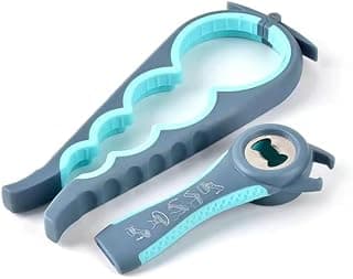 2 Pack 4-in-1 Multi-Function Jar Opener for Seniors, Anti-Slip Ergonomic Lid Opener Gripper & Bottle Opener for Weak Hands, Easy-Grip Tool with Comfort Handle, Durable Plastic Kitchen Gadget