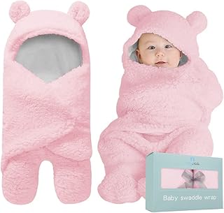 BlueMello Baby Swaddle Blanket | Ultra-Soft Plush Essential for Infants 0-6 Months | Receiving Swaddling Wrap Pink | Ideal Newborn Registry and Toddler Boy Accessories | Perfect Baby Girl Shower Gift