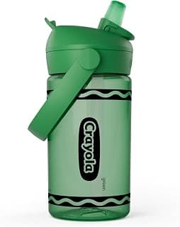 CamelBak Crayola Flip Straw Kids Water Bottle with Bite Valve, Tritan Renew Design for School and Everyday Use, 14oz, Green