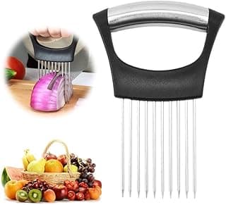 Onion Holder for Slicing, Stainless Steel Slicer Onion Cutter for Slicing, Vegetable Cutter for Potato and Tomato, Lemon Avocados, Eggs, Food Slicer Assistant Tool (1 PCS)