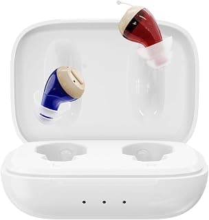 Rechargeable Invisible Hearing Aids for Seniors, Digital Intelligent Noise Reduction Hearing Amplifier, One-Button Control, Ergonomic Comfort Fit, 100H Long Battery Life with Portable Charging Case