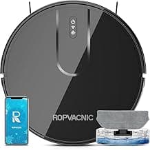 ROPVACNIC Robot Vacuum and Mop Combo 5200Pa Suction Robotic Cleaner | Self-charging, app control, personalized cleaning adjustments, advanced obstacle avoidance, suitable for home use