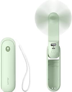 Mini Cooling Essential for Outdoor, Small, On-the-Go Pocket Hand Design, 19 Hours, Auto Shut-Off Safety Soft Blade