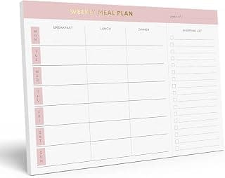 Sweetzer&Orange Weekly Meal Planner and Grocery List Magnetic Notepad. Pink 10x7” Meal Planning Pad with Tear Off Shopping List. Plan Weekly Menu Food for Weight Loss or Dinner List for Family!