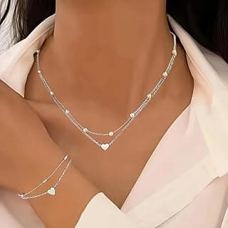 3-Piece Heart Pearl Necklace & Bracelet Set, Adjustable, Women's Daily/Gift Jewelry.