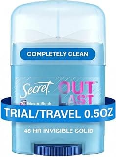Outlast Antiperspirant Deodorant for Women, 72hr Sweat & Odor Protection, PH Balancing Minerals, Invisible Solid, Completely Clean Scent, Travel Size, 0.5 oz