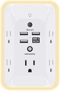 Multiple Electrical Outlet Splitter Expander, 4 USB Ports (1 USB C) Wall Charger, Plug Extension Adapter for Home, Dorm, RV