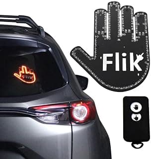 FLIK - THE ORIGINAL Middle Finger Light - Give The Bird & Wave to Drivers - Hottest Gifted Car Accessories, Truck Accessories Car Gadgets Road Rage Signs for Men, Women, Teens - Funny Back Window Sign