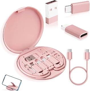 YANZIE USB Adapter Kit, USB C Travel Organizer Case with Phone Stand, Pink | Micro-USB and Lightning-Compatible Connectors, SIM Card Storage, Eject Pin, Charging and Data Functions Vary by Device