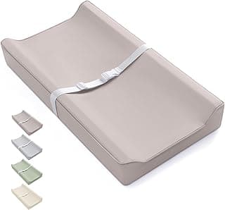 Blissful Diary Vegan Leather Baby Changing Pad with Waterproof & Wipe-Clean PU Cover, Standard Size Cozy Diaper Changing Pad for Dresser and Table, Taupe