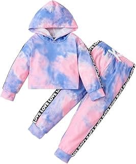 Is It Worth Buying: Toddler Baby Girls Clothes Long-sleeve Tie Dye Hoodie Sweatshirt Pants Hooded Outfit Set