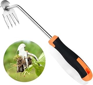 Weed Puller Tool,2024 New Garden Weeder Tool Stainless Steel Hand Weeder Tool,4 Teethes Dual Purpose Weed Remover Tool Weeding Tools for Gardening (Rubber Handle)