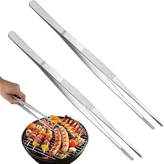 2pcs 30cm/25cm Stainless Steel Kitchen Tweezers Tongs for Cooking, Thickened Food, Hand-Grabbing Cake Barbecue Steak, Hotel Kitchen Tool