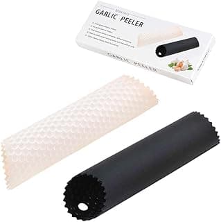 Kitchen Hack Alert: 2 Set Silicone Garlic Peeler Easy Roller Tube Useful Garlic Odorfree Kitchen Tool (Black,Clear)