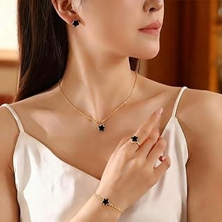 Five Leaf Grass Earrings, Necklace, Bracelet Set -1 Complete Women's Jewelry Collection