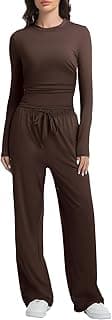 2 Piece Lounge Sets for Women Fall Outfits Long Sleeve Wide Leg Tracksuits Womens Two Pcs Casual Matching Loungewear