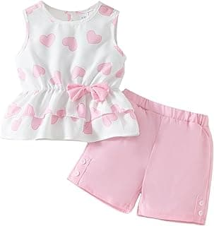 Kids Girl Clothes Heart Print Sleeveless Top and Shorts Baby Girl Summer Outfits Short Set