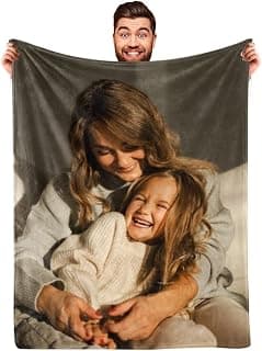 DayOfShe Mothers Day Blankets Gifts Custom Blanket with Photo Mom Birthday Gifts,Personalized Blanket as Best Mom Dad Ever Blankets Mothers Gifts from Daughter