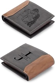 SimpleQ Personalized Photo Leather Wallet Custom Names Picture Wallet for Men Father Boyfriend (Gray#4)(Wa100367) | Personalized Photo, Custom Names, Picture Wallet, Father, Boyfriend, Wa100367