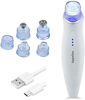Anti-Aging Device for Face & Neck, Skin Tightening Tool, Wrinkle Reducing, Jawline Definition, 2 Diamond Tips 5 Heads, USB-C