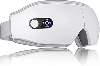 NOWWISH Eye Massager with Heat, Vibration and Bluetooth Music for Migraine Headache Relief, Cordless Heated Eye Mask with 6 Massage Modes, Relaxation -Mothers Day Gifts for Mom Wife -White
