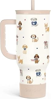 SANDJEST Dogs 40oz Tumbler with Handle and Straw, Insulated Stainless Steel Travel Coffee Mug for Women Girls Dog Lovers Dog Mom, Gift Idea for Birthday Christmas Mothers Day