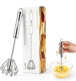 New Mom Must-Have: Upgraded Stainless Steel Semi-Automatic Whisk - Easy to Use Whizzy Whisk, Versatile Wisker Tool for Cooking, Kitchen Essential Egg Beater for Baking, Whisking, Beating & Stirring (10in)