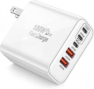 100W GaN USB C Charger Block,5-Port Type C Wall Charger Fast Charging, PD Power Adapter+QC Plug Multiport Type C Box Brick Cube Compatible with Apple iPhone 17 Air 16 15 14 13 12 Pro Max,MacBook,iPad