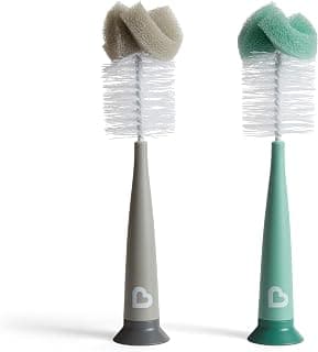 Munchkin Sponge Bottle Brush, Grey/Sage, 2 Count (Pack of 1)