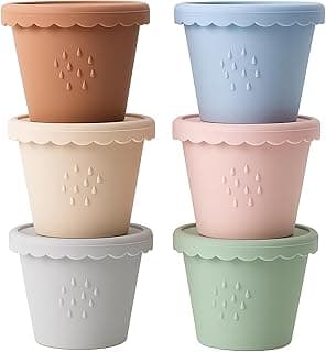 Silicone Baby Food Containers 6 Pack 4oz Baby Food Storage Set, Airtight Leak Proof Baby Feeding Cups, Freezer & Microwave Safe, Stackable Baby Snack Containers, Baby Shower Gift Andy Bear