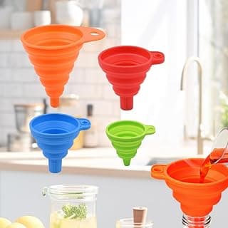 Kitchen Funnel Set 4 Pack, Small & Large Sizes, Foldable Silicone Funnels, Funnels for Kitchen Use Filling Bottles Kitchen Funnel for Filling Water Bottle Liquid Transfer