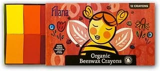 FILANA (12 Block Crayons) Organic Beeswax Block Crayons, Natural, Non Toxic, Handmade in the US, No Paraffin or Petroleum Waxes, Rich Colors, Glide Easily
