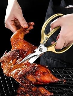 1pc 8.5" Professional Kitchen Scissors Multi-Purpose Scissors,Gold | for Cutting Chicken Bones, Herbs, Poultry, Fish