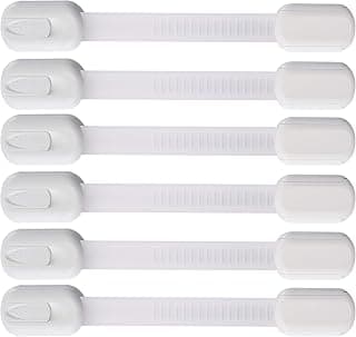 Vmaisi Multi-Use Adhesive Strap Locks for Baby Proofing Cabinets & Drawers | 6 Pack No-Drill Child Safety Latches for Fridge, Toilet, Oven,
