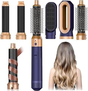 Hair Dryer Brush 5 in 1, Negative Ion Blow Dryer Brush Set - 110,000 RPM High-Speed Hot Air Brush Air Styler Curling Wrap Air Curler, Curling Iron Hair Styling Tool for Straight Curl Drying Smoothing