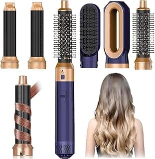 Hair Dryer Brush 5 in 1, Negative Ion Blow Dryer Brush Set - 110,000 RPM High-Speed Hot Air Brush Air Styler Curling Wrap Air Curler, Curling Iron Hair Styling Tool for Straight Curl Drying Smoothing
