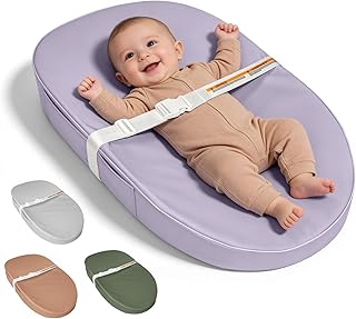 Baby Changing Pad, Waterproof Vegan Leather Wipeable Diaper Changing Pad with Safety Strap Non-Slip Changing Mat for Dresser & Table