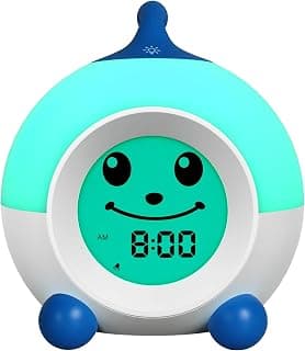 Ok to Wake Alarm Clock for Toddlers, Children's Sleep Trainer | Red Green Light & Emoji, Night Light with Auto-Off Timer, Gift for 2-10 Years Old Kids